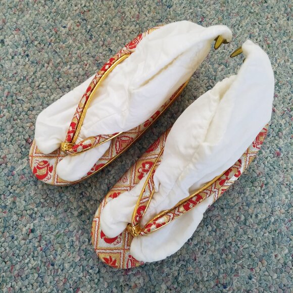 GEISHA Zori SANDELS Girls SHOES Wedge Flip Flop WITH SOCKS VINTAGE Japenese - Picture 3 of 16